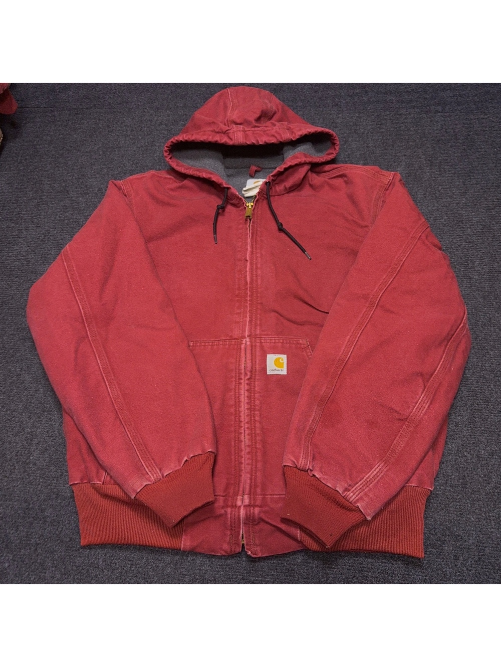 Carhartt Men's Medium Red Hooded Utility Jacket Work Coat